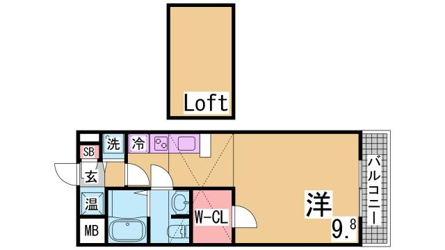 神戸市兵庫区会下山町３丁目のアパートの間取り