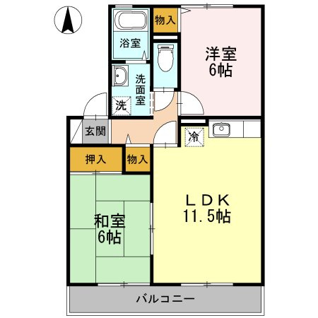 熊本市南区江越１丁目のアパートの間取り