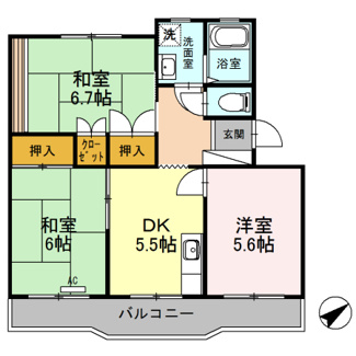 【間取り】 | コーポラス多治米 | 3DK