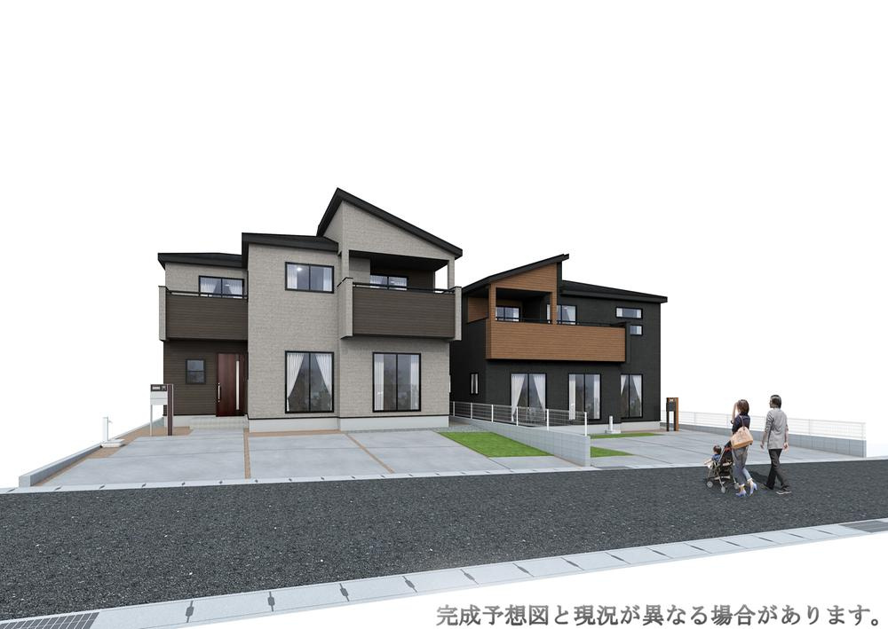 ブルーミングガーデン　倉敷市児島小川町【仲介手数料無料】の外観パース|左4号棟