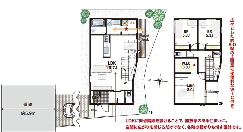西宮市名塩茶園町　新築一戸建ての間取り|2号地