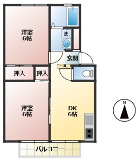 【間取り】 | サンシャイン中川　A | ２ＤＫ