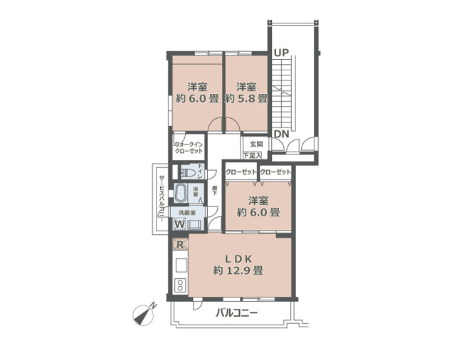 【間取り】 | 志木ニュータウン中央の森弐番街4号棟　（丸井志木店） | ウォークインクローゼット完備。季節物から日常使いまでスッキリ片付けていつでも快適な暮らしを！
