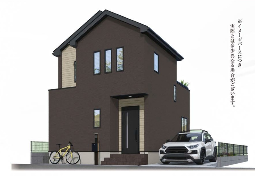 あきる野市二宮　新築戸建　駅徒歩3分の外観パース|外観パース