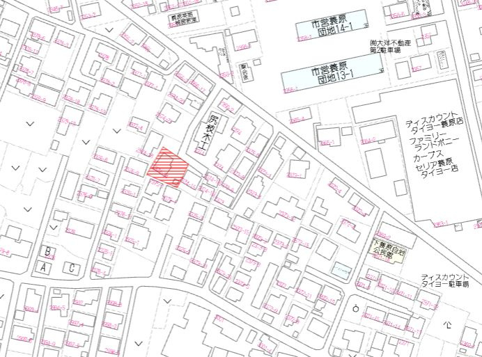 都城市蓑原町の売地の土地図