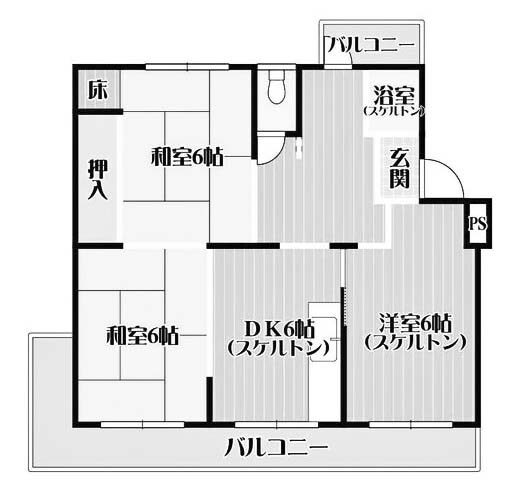 【間取り】 | 円明寺ヶ丘団地L棟 | 専有面積54.52㎡
