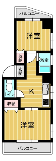 【間取り】 | 東大和ビル | 2DK
