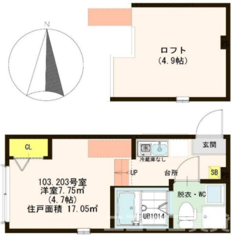 足立区西加平１丁目のアパートの間取り
