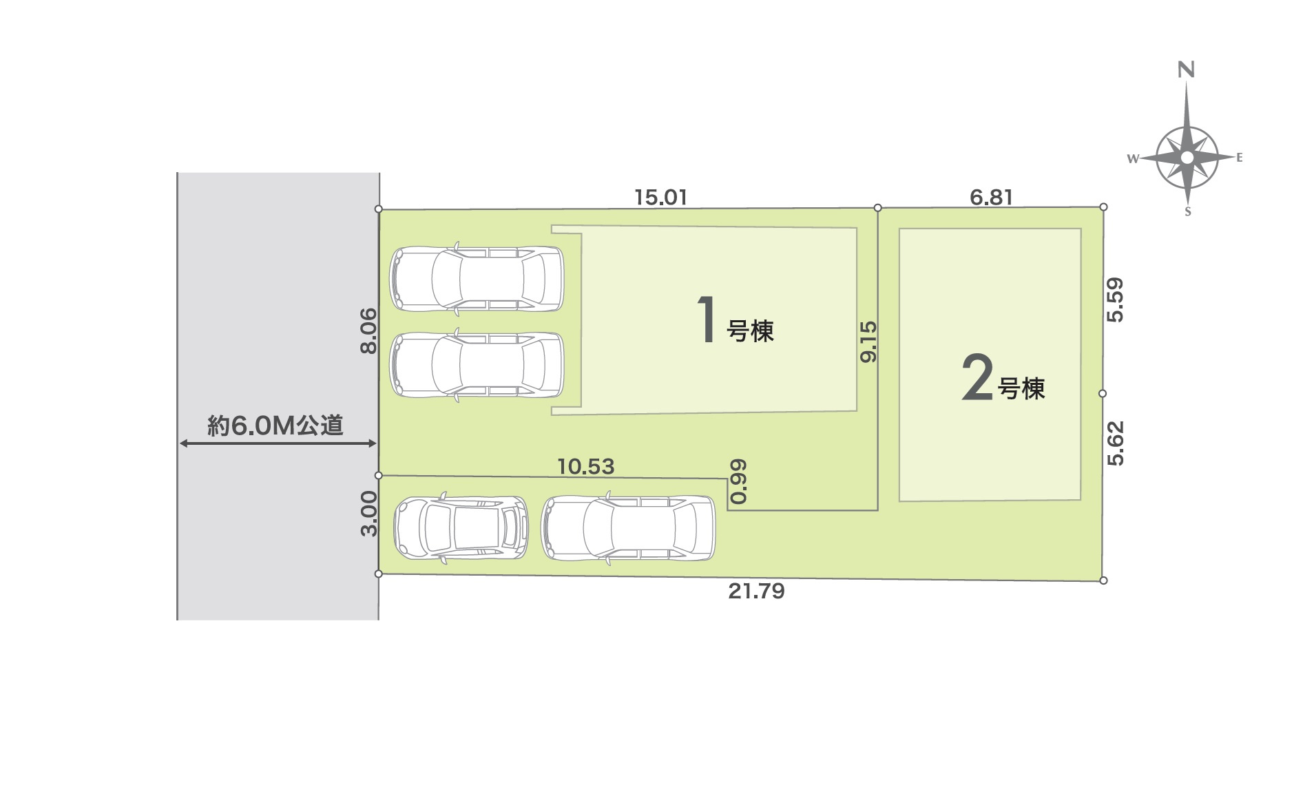 熊本市東区東野2丁目第1-2棟（2号棟）の区画図|配置図（2号棟）