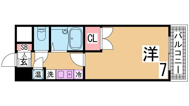 神戸市須磨区桜木町２丁目の賃貸マンションの間取り