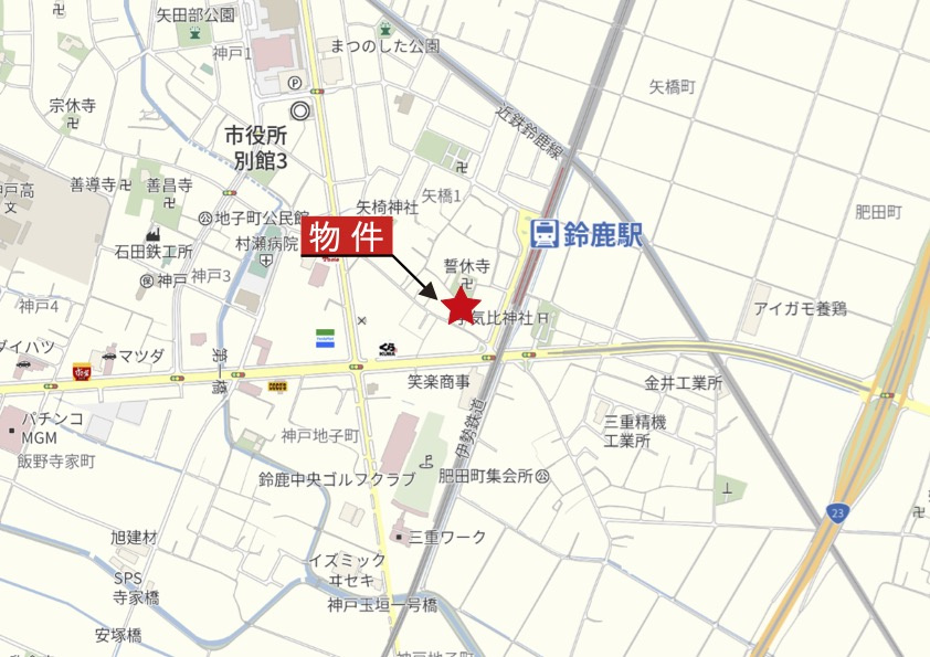 鈴鹿市矢橋1丁目の地図|広域Map