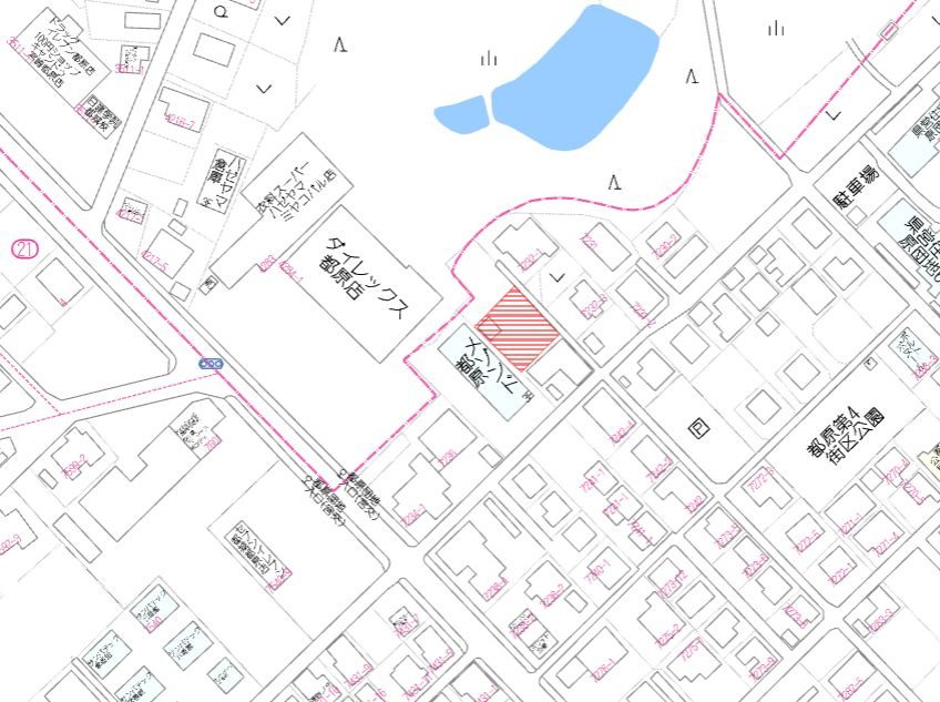 都城市都原町の売地の土地図