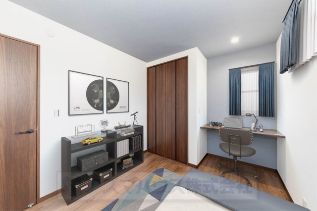 【洋室】 | ライフフィールド光明台2丁目Ⅳ　2号地 | 5.3帖の洋室！一部アクセントクロスで彩り、空間に柔らかさとフレッシュさをプラス。※実際の室内写真にCGで家具等を配置しております。
