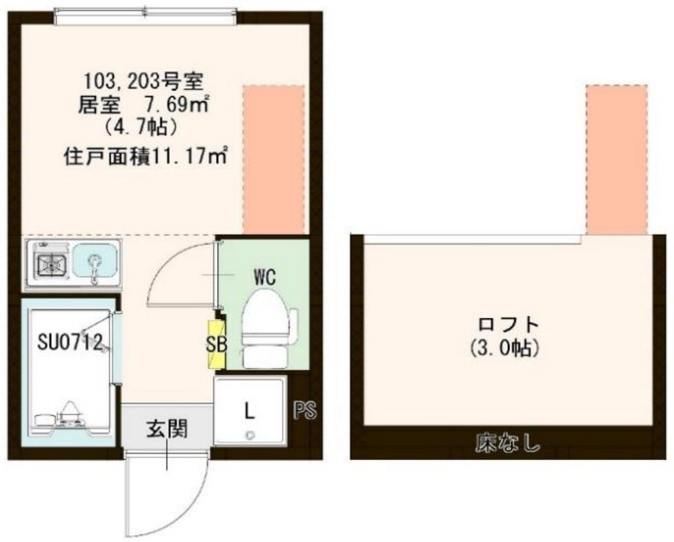 豊島区千川１丁目のアパートの間取り