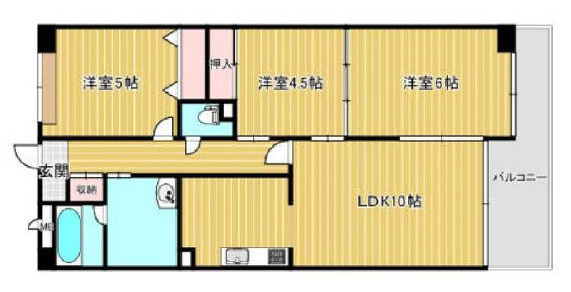 ライオンズマンション姫路西今宿　2階の間取り|3LDKです。