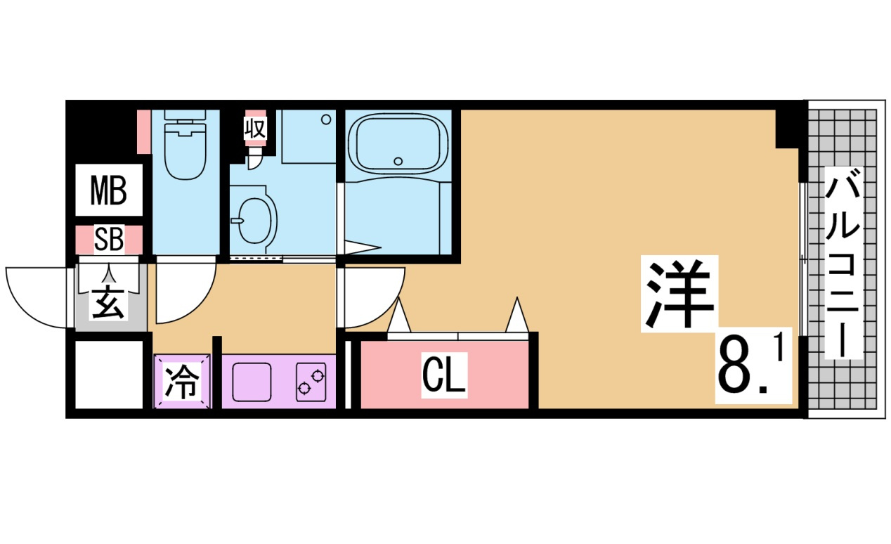 神戸市長田区長田町２丁目の賃貸マンションの間取り