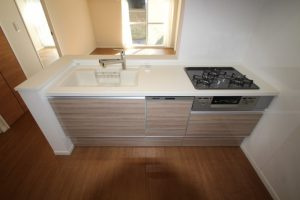 多摩川スカイハイツのキッチン|システムキッチンとなっております。

