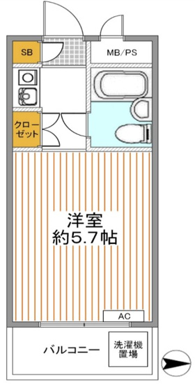 【間取り】 | エストール椎名町 | 収納スペースも付いたワンルームマンションです。