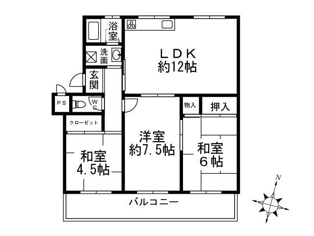 名谷六団地三一号棟の間取り