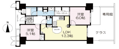 レスタージュたちばなの間取り