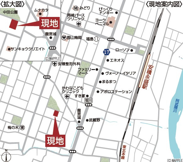 新築戸建   郡山市安積第5　Cradle Garden　全4棟の地図