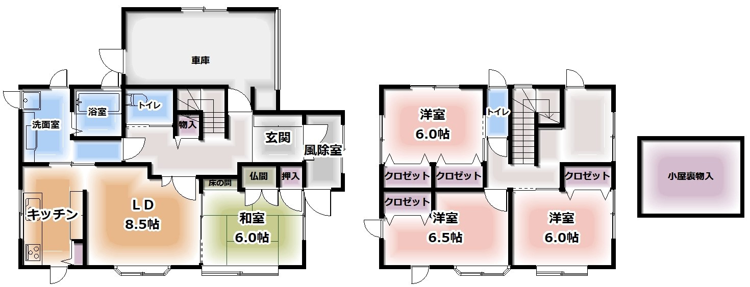 【中古戸建て】秋田市新屋勝平町の間取り