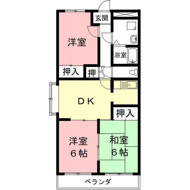 岐阜市上芥見のアパートの間取り