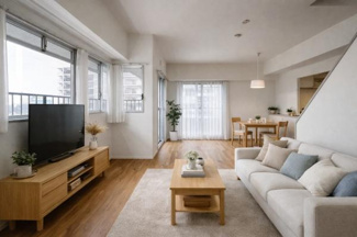 【居間・リビング】 | ハイツ浜大津 | ※本画像はAIにより生成したイメージパースです。実際の室内とは一部仕様が異なります。