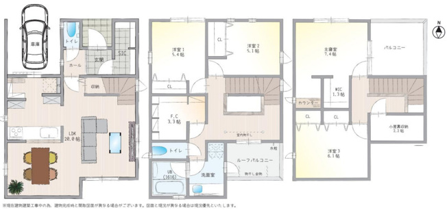 【間取り】 | 綾瀬市深谷中７丁目　新築戸建て　全１棟【仲介手数料無料】 | 宅地建物取引士による不動産のご説明・現地のご案内、住宅金融普及協会住宅ローンアドバイザーが住宅ローンのアドバイスから融資実行までのお手伝いをしっかりサポートします♪