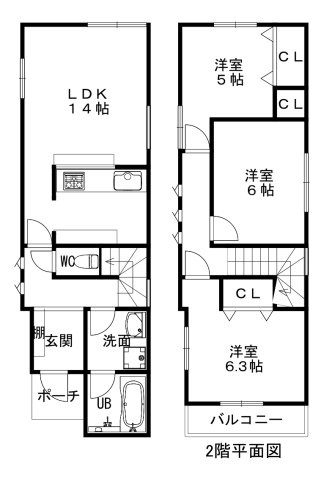 広野町小根尾　新築戸建ての間取り