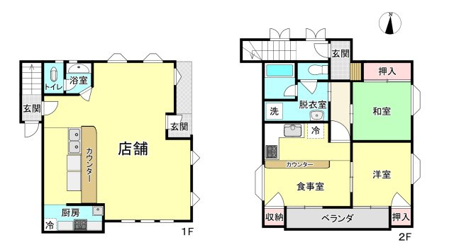豊橋市飯村北2丁目の区画図|現況：1階部分店舗、2階部分居住用です。