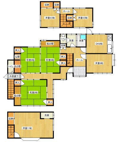 【間取り】 | 上宇部小学校に通える中古住宅　宇部市山門３丁目 | ７DKです