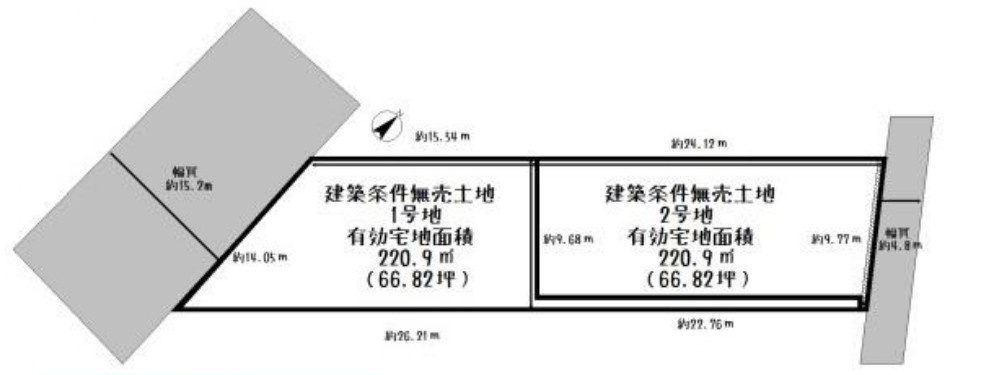 野洲市六条1号地　建築条件無し売土地の土地図
