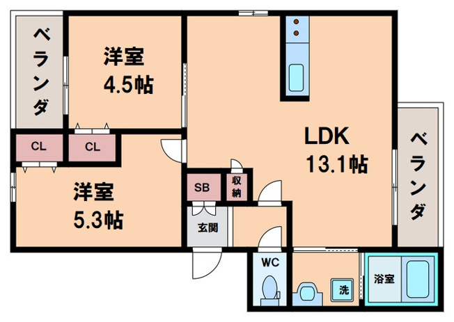 【間取り】 | 林寺アメニワハイツB棟