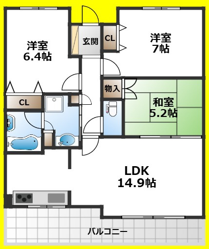 【間取り】 | ザ・ライオンズ豊中中桜塚