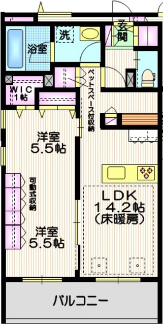 ハレルアナ久が原の間取り|角部屋２面採光