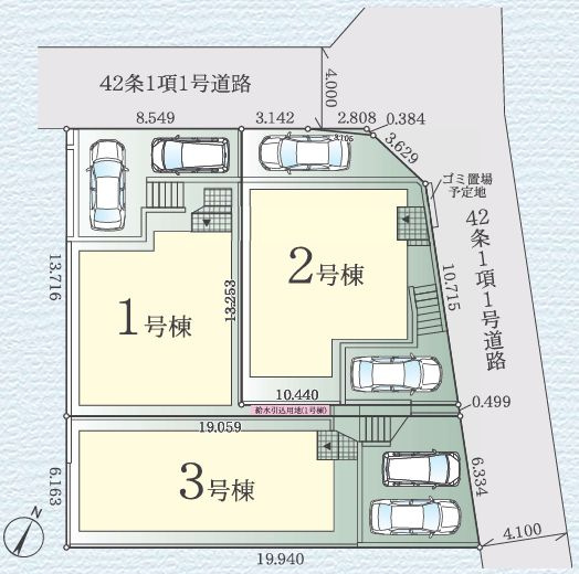 伊勢原市八幡台1丁目新築戸建て　2期1号棟の区画図|区画図「伊勢原市八幡台1丁目新築戸建て」