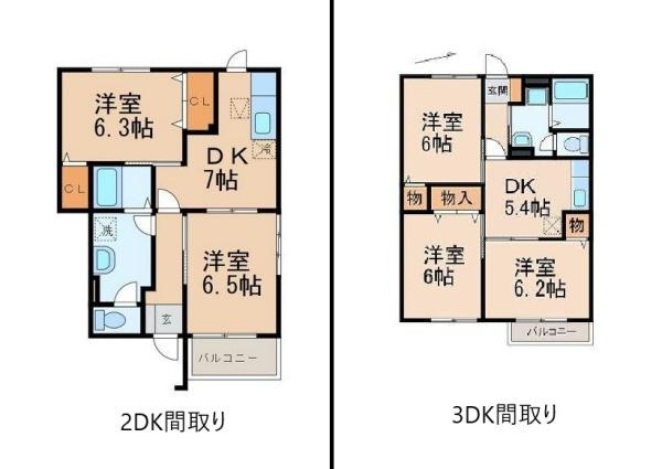 プレンティ木ノ本1＆2（2棟）の間取り