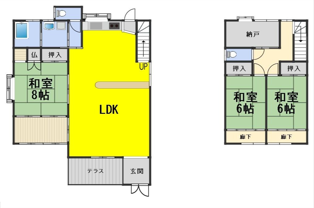 ６４７０５　岐阜市長良雄総中古戸建ての間取り