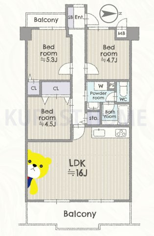 サンレスポアール　8階の間取り