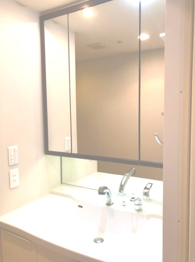 阪急＆京阪の２沿線アクセス！◆１１階建てマンション最上階の角住戸◆イーグルコート京都河原町の洗面所|洗面