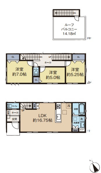 入間市扇町屋　A号棟の間取り