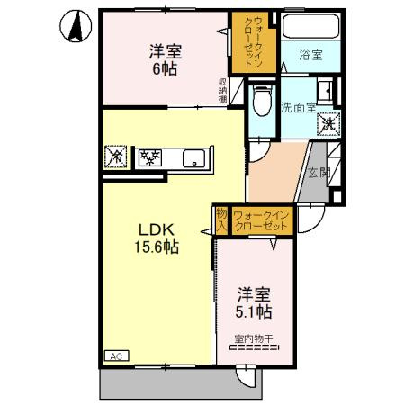 大阪市生野区巽南１丁目のアパートの間取り