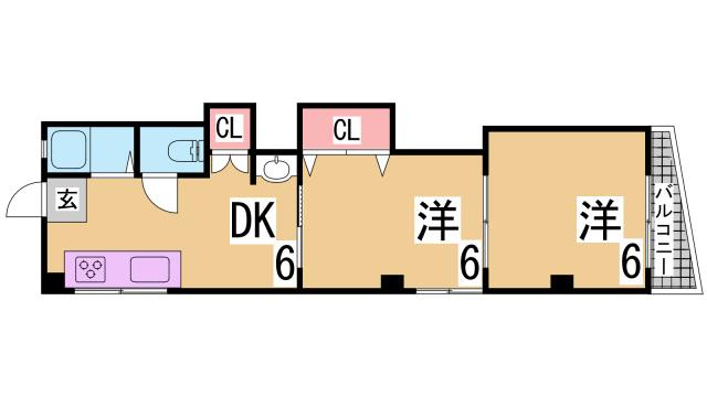 神戸市兵庫区荒田町３丁目の賃貸マンションの間取り