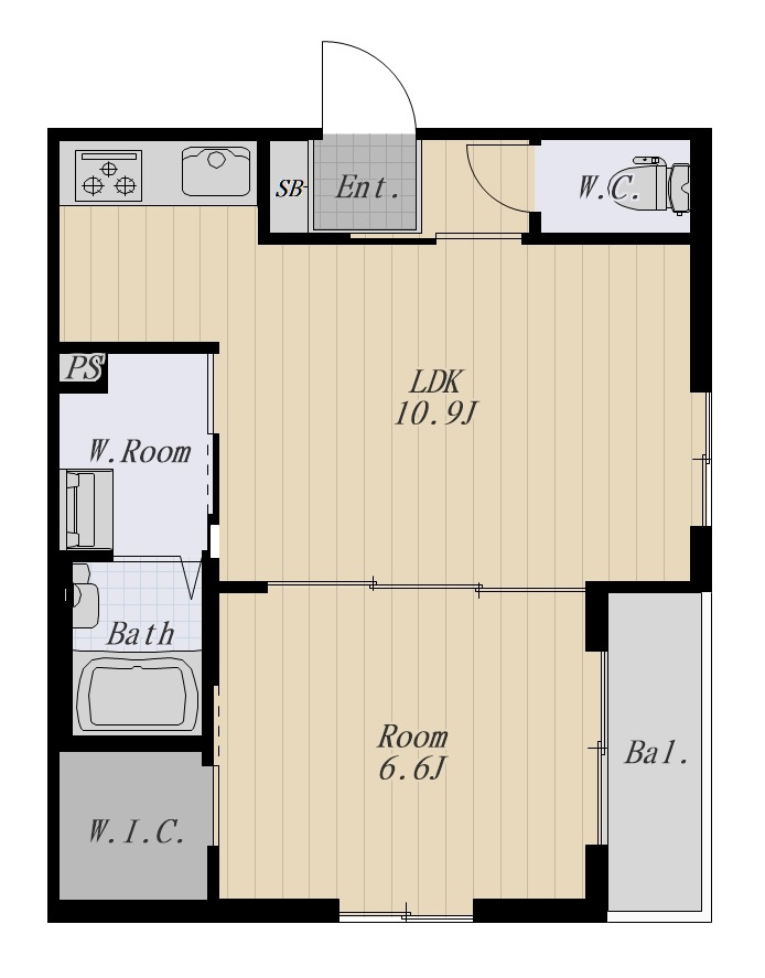 Le Ranju（ル ランジュ）101号室の間取り