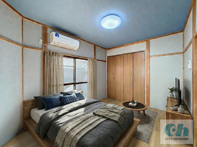 サンハイム 101号室の居間・リビング|この画像は、実際のお部屋の写真にCGで家具等を配置したものです。