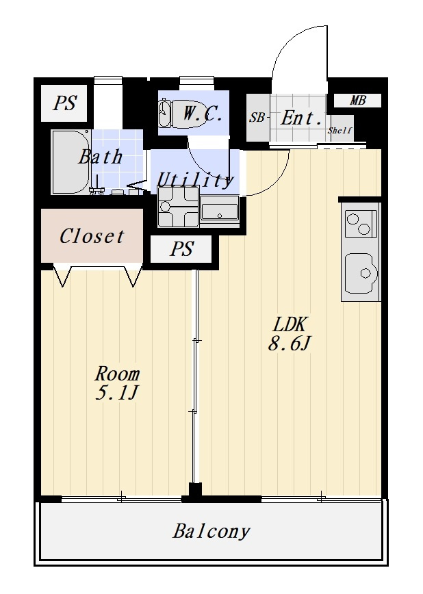 リッツ山王テラス 302号室の間取り