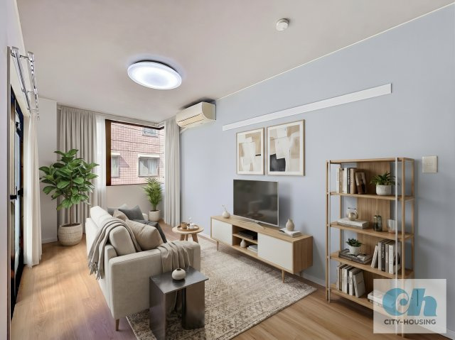 エーデルハイツ 201号室の洋室|この画像は、実際のお部屋の写真にCGで家具等を配置したものです。