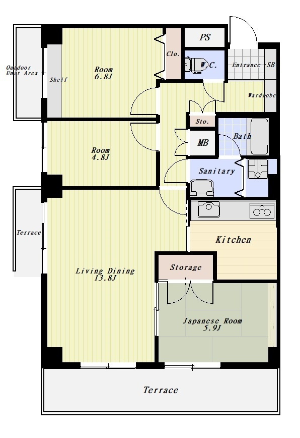 パークハイム石川台 104号室の間取り