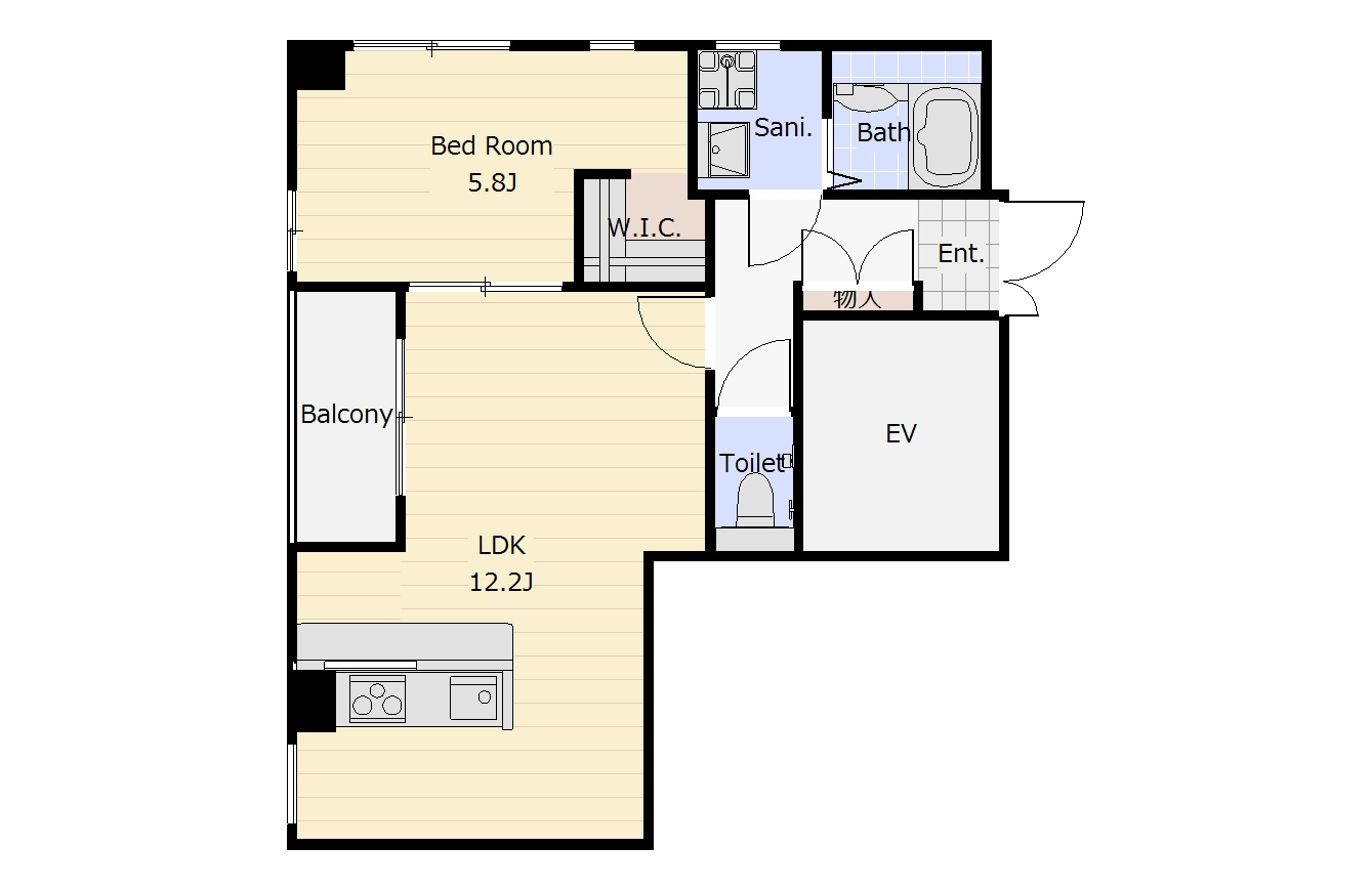 美里ナイス 401号室の間取り